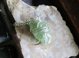 Green Apatite Natural Raw Gemstone Crystal Pendant Necklace