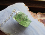 Green Apatite Natural Raw Gemstone Crystal Pendant Necklace