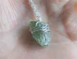 Green Apatite Natural Raw Gemstone Crystal Pendant Necklace