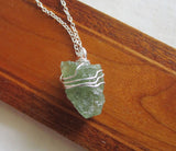 Green Apatite Natural Raw Gemstone Crystal Pendant Necklace