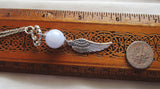 Silver Angel Wing Blue Lace Agate Cloud Pendant Necklace