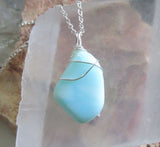 Blue Peruvian Opal Natural Gemstone Pendant Necklace