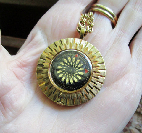 Vintage Ernest Borel Gold Kaleidoscope Cocktail Pendant Watch