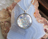 Preciosa Aurora Borealis Crystals Double Sided Glass Bubble Locket Necklace