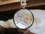 Fairy Orbs Iridescent Double Sided Glass Bubble Locket Necklace