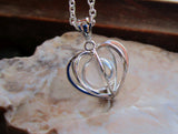 Silver Heart Cage Quartz Crystal Ball Pendant Necklace