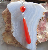 Orange Carnelian Natural Crystal Drop Pendant Necklace