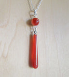 Orange Carnelian Natural Crystal Drop Pendant Necklace