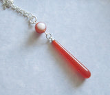 Orange Carnelian Natural Crystal Drop Pendant Necklace