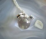 Mini Quartz Crystal Ball Silver Star Pendant Necklace