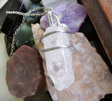 Danburite Natural Gemstone Wire Wrapped Crystal Pendant Necklace