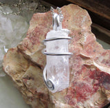 Danburite Natural Gemstone Wire Wrapped Crystal Pendant Necklace
