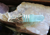 Silver Dragon's Head Green Fluorite Crystal Pendant Necklace