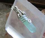 Silver Dragon's Head Green Fluorite Crystal Pendant Necklace