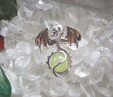 Silver Dragon Locket Cage with Yellow Citrine Crystal Ball Pendant Necklace