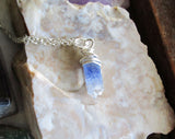 Blue Dumortierite Quartz Crystal Pendant Necklace