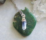Blue Dumortierite Quartz Crystal Pendant Necklace