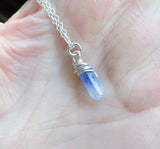 Blue Dumortierite Quartz Crystal Pendant Necklace