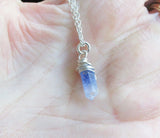 Blue Dumortierite Quartz Crystal Pendant Necklace