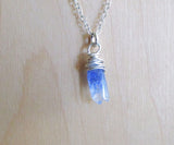 Blue Dumortierite Quartz Crystal Pendant Necklace