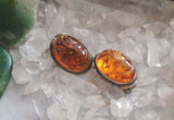 Natural Baltic Amber Sterling Silver Scarab Earrings