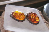 Natural Baltic Amber Sterling Silver Scarab Earrings