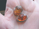 Natural Baltic Amber Sterling Silver Scarab Earrings