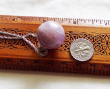 Purple Fluorite Banded Gemstone Crystal Ball Pendant Necklace