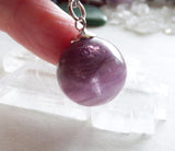 Purple Fluorite Banded Gemstone Crystal Ball Pendant Necklace