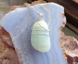 Green Pistachio Calcite Natural Crystal Gemstone Pendant Necklace