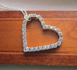 Vintage Iridescent Rhinestone Heart Pendant Necklace