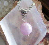 Lilac Pink Kunzite Crystal Ball Celtic Knot Pendant Necklace