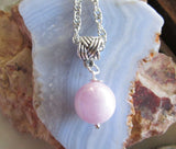 Lilac Pink Kunzite Crystal Ball Celtic Knot Pendant Necklace