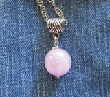 Lilac Pink Kunzite Crystal Ball Celtic Knot Pendant Necklace