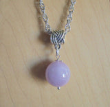 Lilac Pink Kunzite Crystal Ball Celtic Knot Pendant Necklace