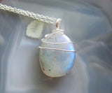 White Labradorite Natural Iridescent Crystal Pendant Necklace