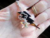 Crystal Aurora Borealis Star Lightning Bolt Pendant Necklace