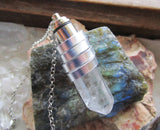 Red Light Up Natural LED Quartz Point Crystal Pendant Necklace