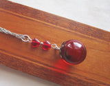 Red Crystal Ball Tiny Glass Hearts Pendant Necklace