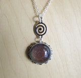 Vintage 60s Mood Stone Silver Spiral Pendant Necklace