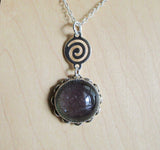 Vintage 60s Mood Stone Silver Spiral Pendant Necklace