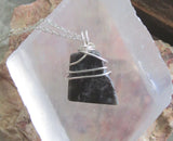 Black Star Moonstone Natural Crystal Wire Wrapped Pendant Necklace