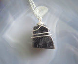 Black Star Moonstone Natural Crystal Wire Wrapped Pendant Necklace