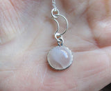 Natural White Moonstone Cabochon Sterling Silver Moon Pendant Necklace