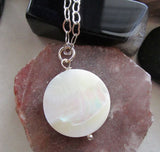 Mother of Pearl Natural Iridescent Shell Pendant Necklace