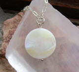 Mother of Pearl Natural Iridescent Shell Pendant Necklace