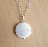 Mother of Pearl Natural Iridescent Shell Pendant Necklace