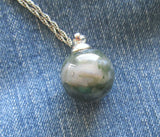 Moss Agate Natural Gemstone Crystal Ball Pendant Necklace