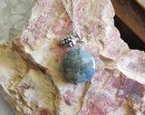 Natural Moss Agate Gemstone Silver Pine Cone Pendant Necklace