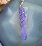 Indigo Violet Mystic Quartz Crystal Pendant Necklace